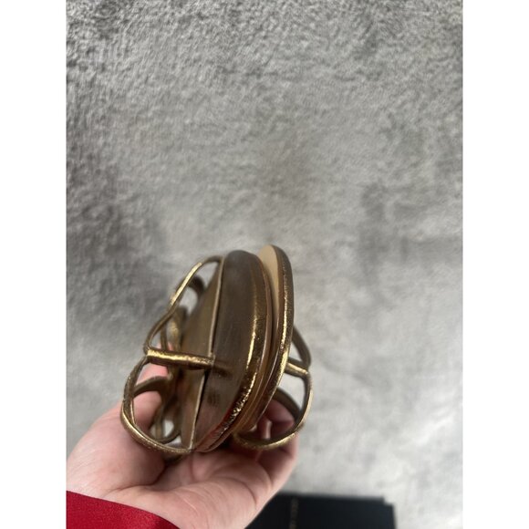 Steven Steve Madden Women’s 7 Box Gold Leather Thong Strappy Slingback Sandals - Picture 6 of 7